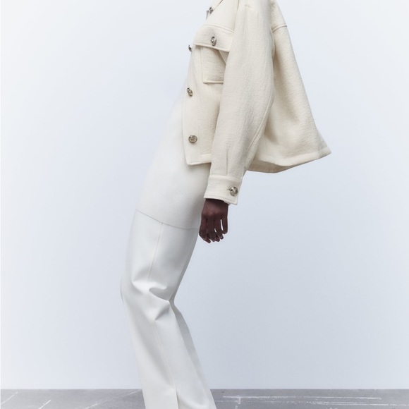 Zara Cream textured golden button jacket - Picture 7 of 8